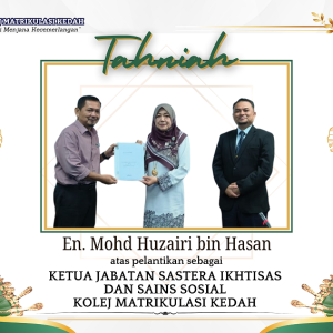 Tahniah dan Selamat Menjalankan Tugas En. Mohd Huzairi