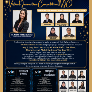 KMK Terus Melakar Kecemerlangan di Persada Antarabangsa: Gold Award & Top 5 Best Innovation Award di Virtual Innovation Competition (VIC) International